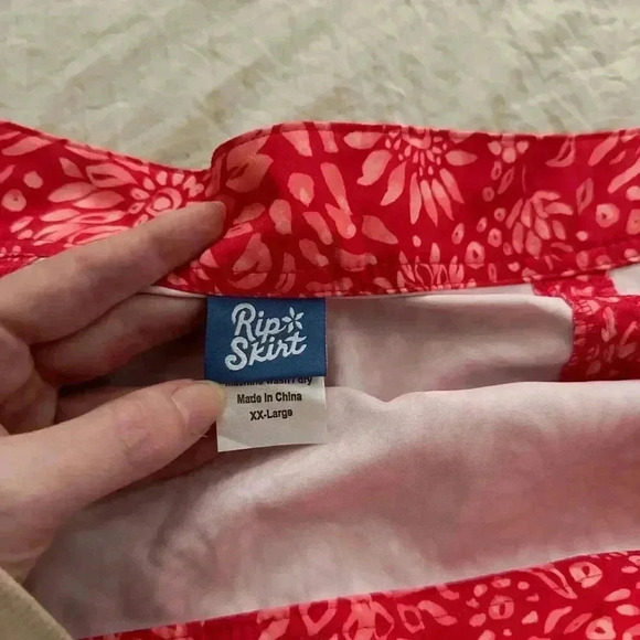 RipSkirt Hawaiian Red Floral Skirt Adjustable Wrap Beach Athletic Tropical XXL - Picture 6 of 7